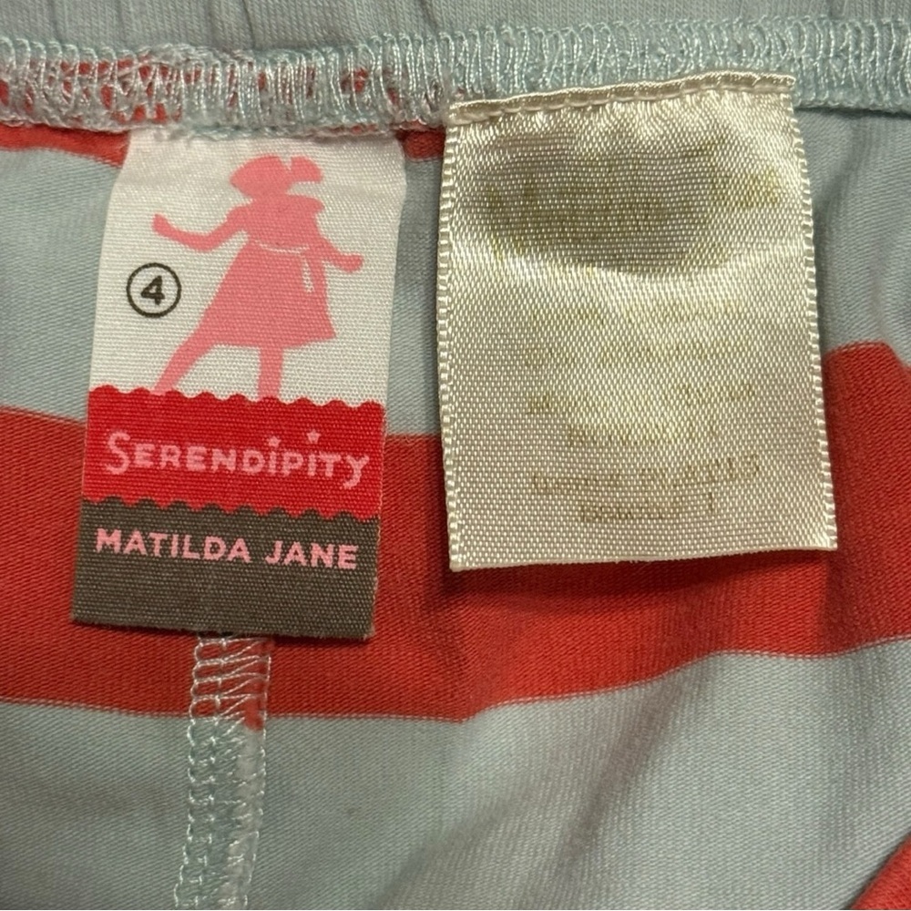 Matilda Jane Girls Red Blue Stripe Ruffle Bell Pants Size 4 - Picture 4 of 4